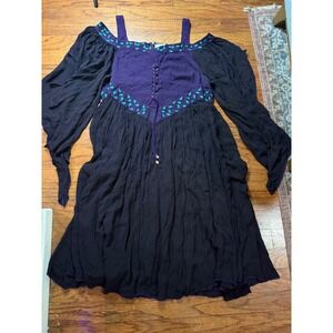 HolyClothing Purple Black Renaissance Maxi Dress 2X Plus Gothic Boho